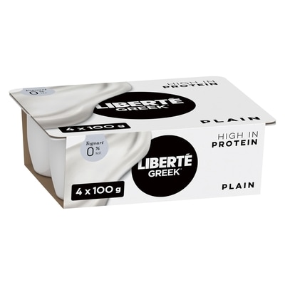 Liberte Greek 0% Yogurt 4-Pack, Plain, High Protein and Probiotics 400 g, $1.50/100g
