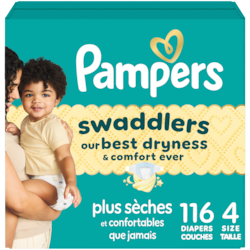 Pampers Couches Swaddlers, taille 4, 116 unités 116 ea, 0,36 $/1ch