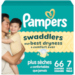 Pampers Couches Swaddlers, taille 7, 66 unités 66 ea, 0,65 $/1ch