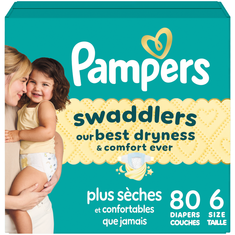 Swaddlers Diapers, Size S6 (23-44 lbs), 80 Count, Absorbent, Keeps Baby Dry and Comfortable, Skin Safe Disposable Baby Diaper