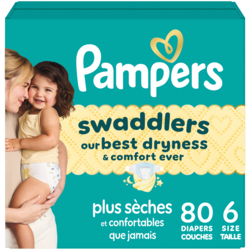 Pampers Couches Swaddlers, taille 6, 80 unités 80 ea, 0,54 $/1ch