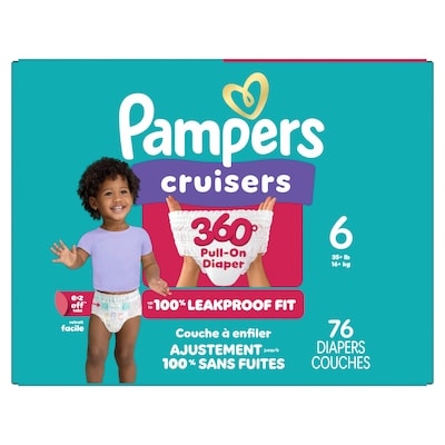 Pampers Couches Cruisers 360°, taille 6, 76 unités 76 ea, 0,53 $/1ch