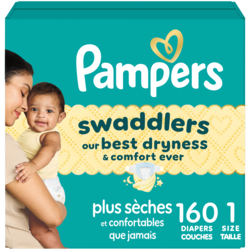 Pampers Couches Swaddlers, taille 1, 160 unités 160 ea, 0,27 $/1ch