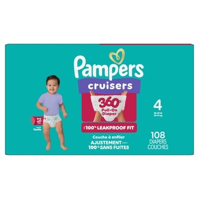 Pampers Couches Cruisers 360°, taille 4, 108 unités 108 ea, 0,39 $/1ch