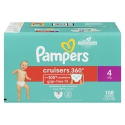 Pampers Couches Cruisers 360, taille 4, 108 couches 108 ea, 0,40 $/1ch