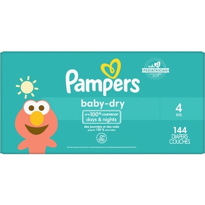 Pampers Couches Baby-Dry, taille 4, 144 couches 144 ea, 0,30 $/1ch