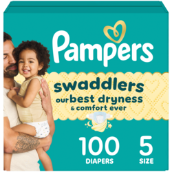 Pampers Swaddlers Diapers, Size S5 (20-37 lbs), 100 Count, Absorbent, Keeps Baby Dry and Comfortable, Skin Safe Disposable Baby Diaper 100 ea, $0.40/1ea