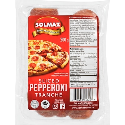 Solmaz Halal Sliced Pepperoni 200 g, $2.50/100g