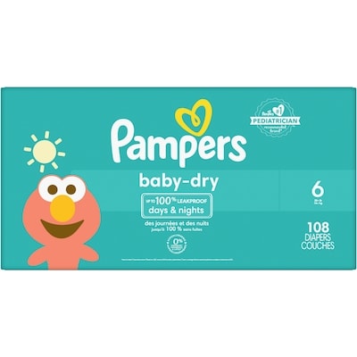 Pampers Couches Baby-Dry, taille 6, 108 couches 108 ea, 0,40 $/1ch