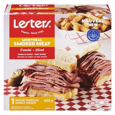 Lesters Montréal Smoked Meat Sliced Beef Round 400 g, $3.50/100g