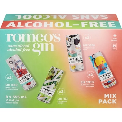 Romeo's Gin Sparkling Cocktail Alcohol-Free Mix Pack 8x355.0 ml, $0.56/100ml