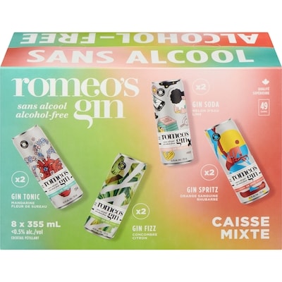 Romeo's Gin Cocktail pétillante sans alcool caisse mixte 8x355.0 ml, 0,56 $/100ml