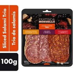 Fantino & Mondello Sliced Salami Charcuterie Meat Trio (Parmesan Pepper, Red Wine & Spicy) 100 g, $7.50/100g