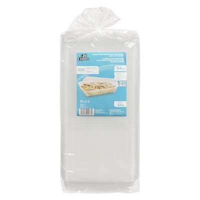 Café Express Contenant rectangulaire pour emporter a base claire avec couvercle 50 ea, 0,42 $/1ch