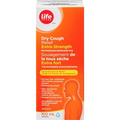 Life Sirop pour le soulagement de la toux sèche extra fort, saveur de baies sauvages 100 ml, 9,00 $/100ml