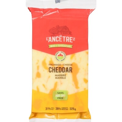 L'Ancetre Cheese Cheddar Marble Organic 31% M.F. 325 g, $4.30/100g