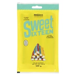 Mondoux Sweet sixteen p'tites réglisses classiques arc-en-ciel farcie 100 g, 3,29 $/100g