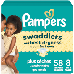 Pampers Couches Swaddlers, taille 8, 58 unités 58 ea, 0,72 $/1ch