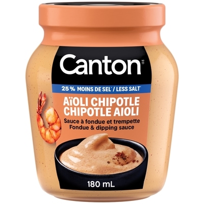 Canton Sauce à fondue et trempette Aïoli Chipotle 25 % moins de sel 180 ml, 1,94 $/100ml