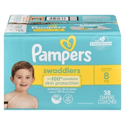 Pampers Couches Swaddlers pour bébé actif, taille 8, 38 couches 38 ea, 0,95 $/1ch
