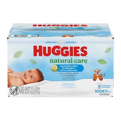 Huggies Lingettes pour bébés Natural Care Refreshing, PARFUMÉES, 6 recharges, total de 1,008 lingettes 1008 ea, 0,03 $/1ch