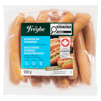 Freybe Saucisses fumées européennes 900 g, 2,22 $/100g