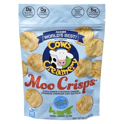 Cows Creamery Moo Crisps Oven Baked Cheddar Cheese 50 g, $12.00/100g
