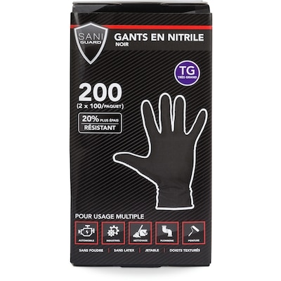 null Gants nitrile noir  200 ea, 0,13 $/1ch