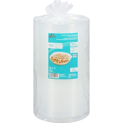 null Clear Base Round Takeout Container w/ Lid 1000ml 50/Pack 50 ea, $0.54/1ea