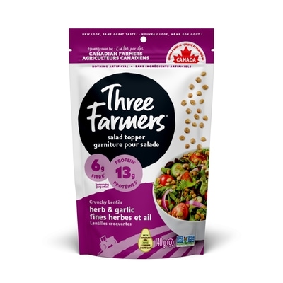 Three Farmers Crunchy Lentils Salad Topper Herb & Garlic 140 g, $3.56/100g