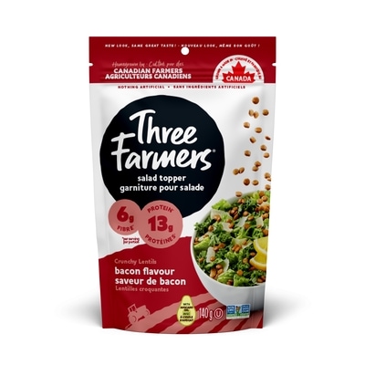 Three Farmers Crunchy Lentils Salad Topper Bacon Flavour 140 g, $3.56/100g