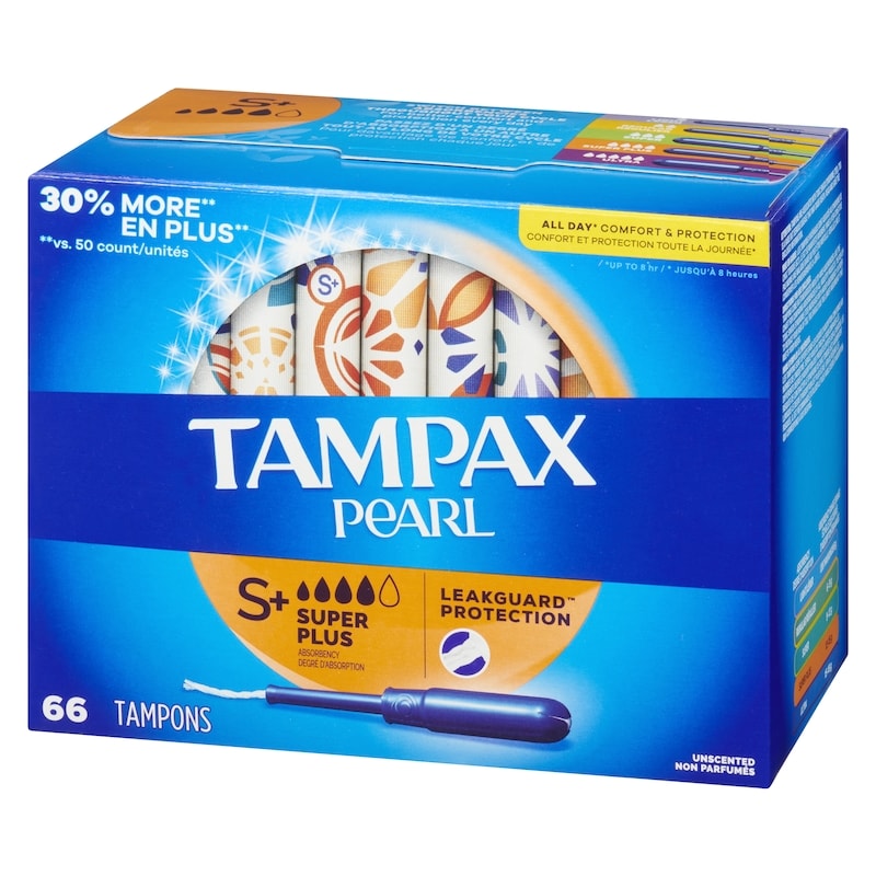 Pearl Tampons, with LeakGuard Braid, Super Plus Absorbency, Unscented, 66 Count.