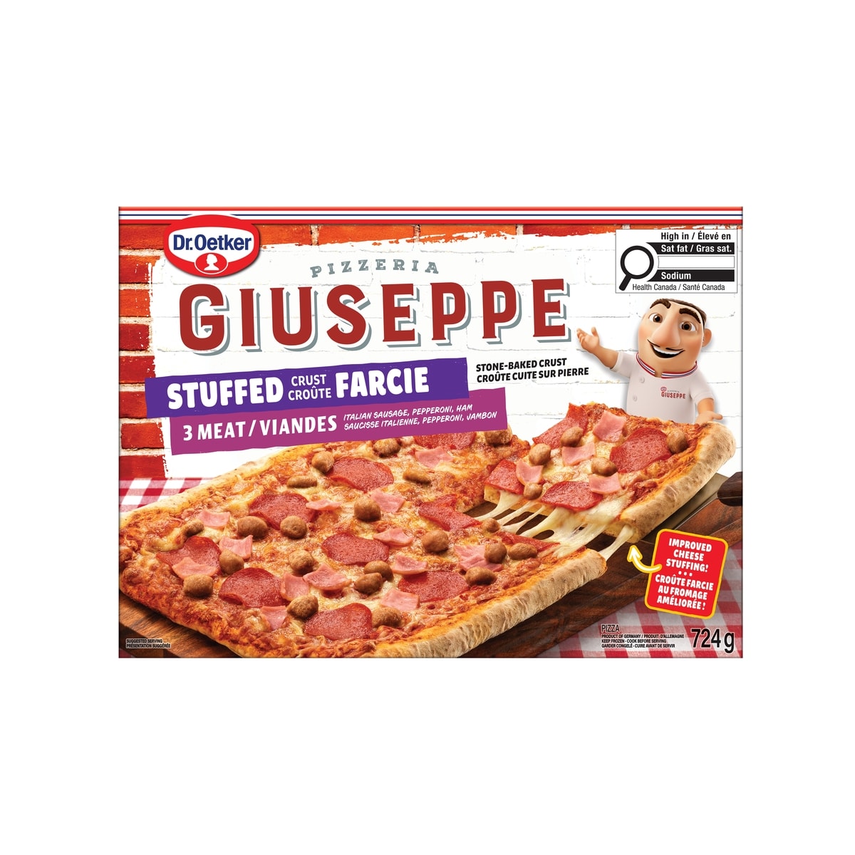 Dr. Oetker Giuseppe Frozen Stuffed Crust Pizza 3 Meat