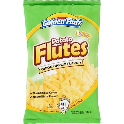 Golden Fluff Potato Flutes Onion Garlic Flavor 113 g, $5.30/100g