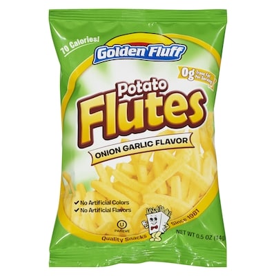 Golden Fluff Potato Flutes Onion Garlic Flavor 14 g, $7.07/100g