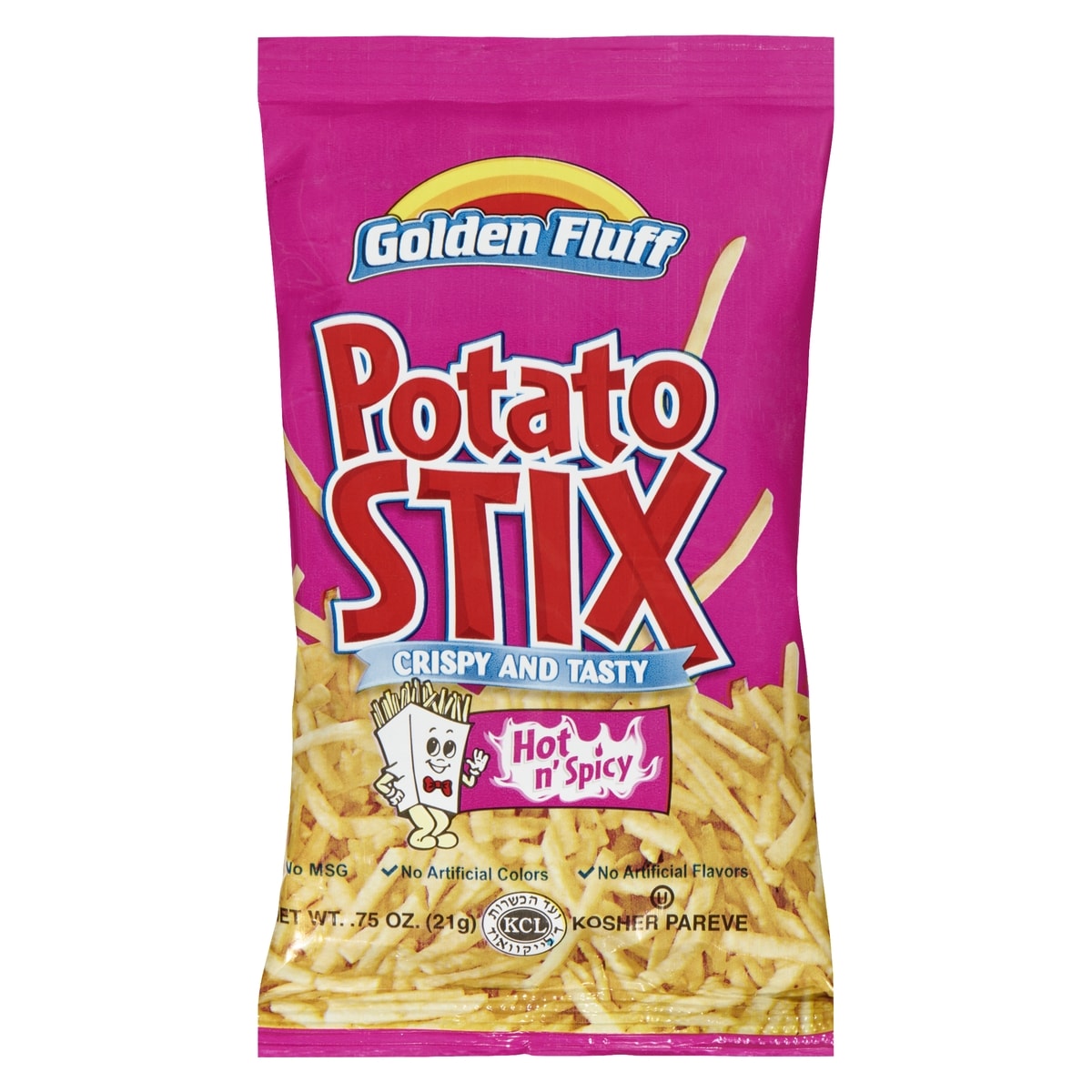 Golden Fluff Potato Stix Hot N' Spicy 25 g, $4.00/100g