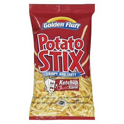 Golden Fluff Potato Stix Ketchup Flavor 25 g, $4.00/100g