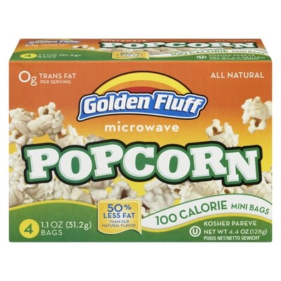 Golden Fluff Microwave Popcorn 100 Calorie Mini Bags 124 g, $4.44/100g