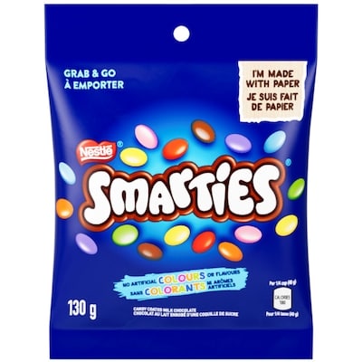 Nestlé Smarties Candy Coated Milk Chocolate Pouch 130 g, $3.45/100g