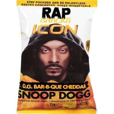 Rap Snacks Flavoured Potato Chips Snoop Dogg O.G. Bar-B-Que Cheddar 71 g, $3.23/100g