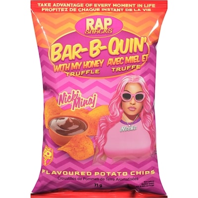 Rap Snacks Croustilles de pommes de terre aromatisées bar-b-quin' avec miel et truffe nicki minaj 71 g, 3,23 $/100g