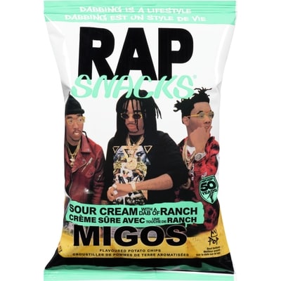 Rap Snacks Croustilles de pommes de terre aromatisées migos crème sûre avec une touche de ranch 71 g, 3,23 $/100g