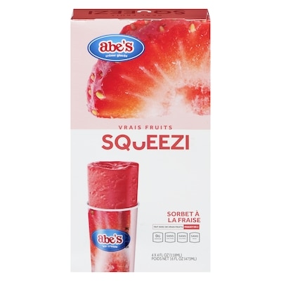 Abes Squeezi sorbet à la fraise 113 g, 7,07 $/100g