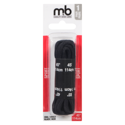 M&B Quality Shoe Care Lacets ovales de sport, noir, 1 paire 1 ea, 4,00 $/1ch