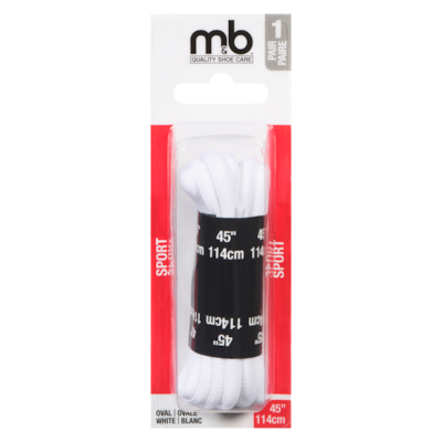 M&B Quality Shoe Care Lacets ovales de sport, blancs, 1 paire 1 ea, 4,00 $/1ch