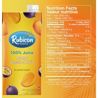 Mélange de jus à 100 % à la mangue et au fruit de la passion