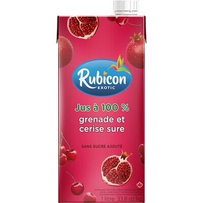 Rubicon Mélange de jus à 100 % à la grenade et à la cerise sure 1 l, 0,25 $/100ml
