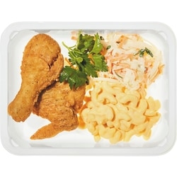 null Poulet frit (viande brune) avec macaroni au fromage et salade de chou 400 g, 1,75 $/100g