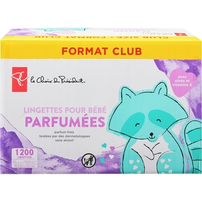 Lingettes pour bébé, parfum frais, format club de 1200