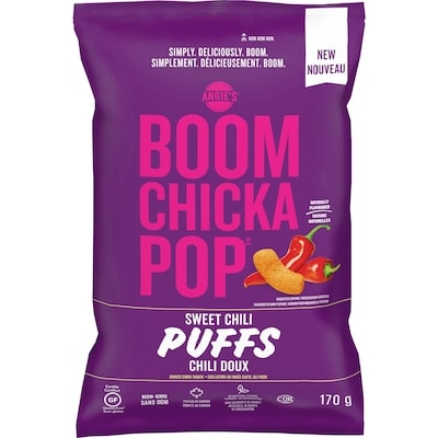 Angies Boomchickapop collation au maïs cuite au four puffs chili doux 170 g, 3,23 $/100g